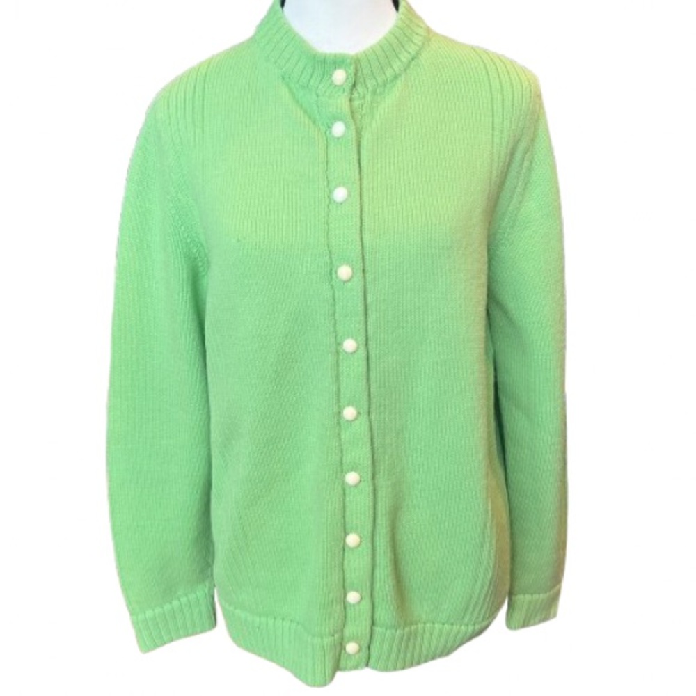 Women's Vintage Green Cardigan Sweater Sz M Retro